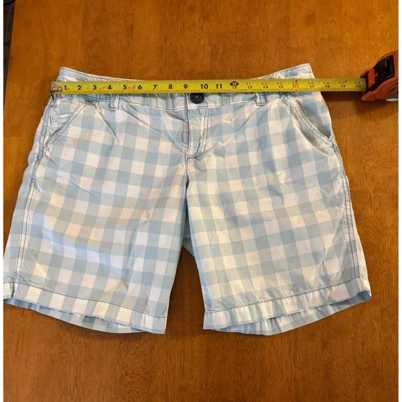 American Eagle Outfitters Women's 100% Cotton Blue Gingham Chino Shorts Size 10 - Picture 7 of 10